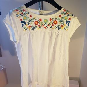 EUC J. Crew white floral design shirt